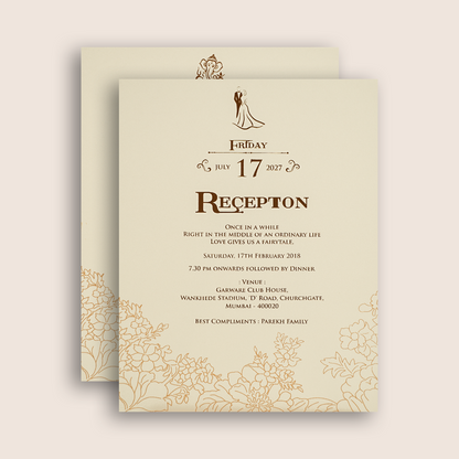 White Elegant Floral Embossed Padded Wedding Card - KPR010180