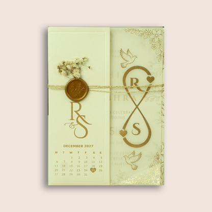 White Floral Wedding Invitation Card - KJP25090