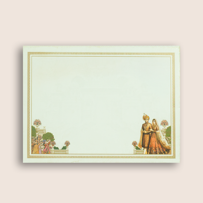 White Padded Bride Groom Wedding Card - KAA05490