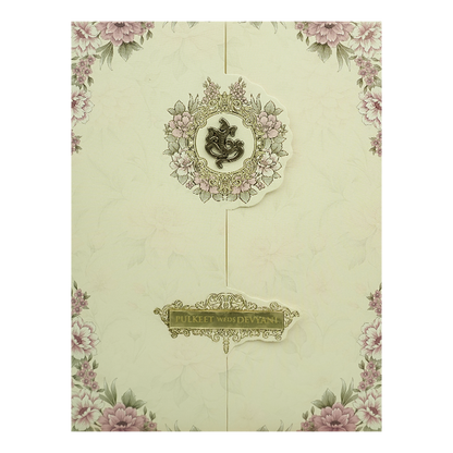 Cream Plum Floral Wedding Card-KJTS1841