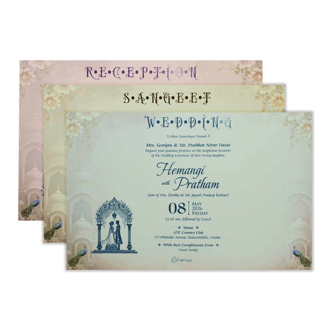 Pink Krishna Radha Padded Wedding Card-KSH72120