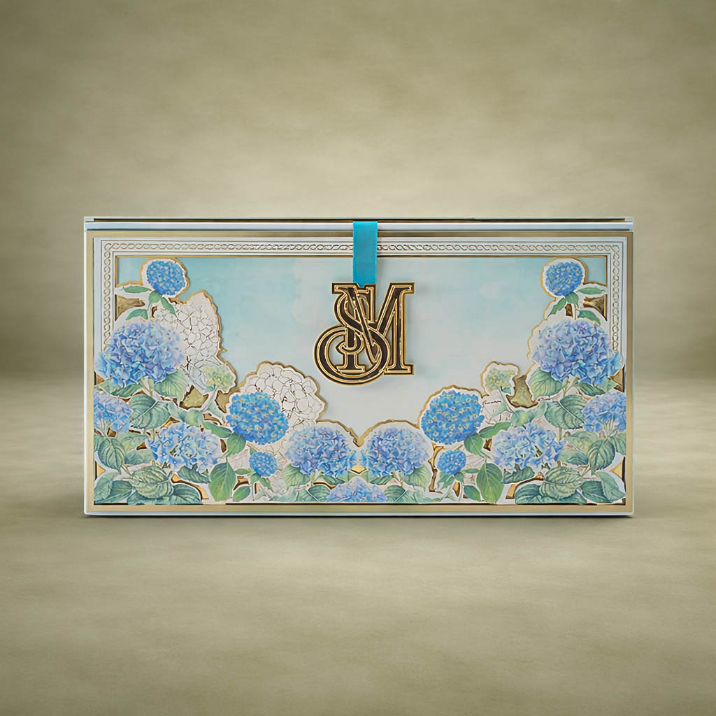 Pastel Blue Floral Luxury Invitation Box -KNLW20244