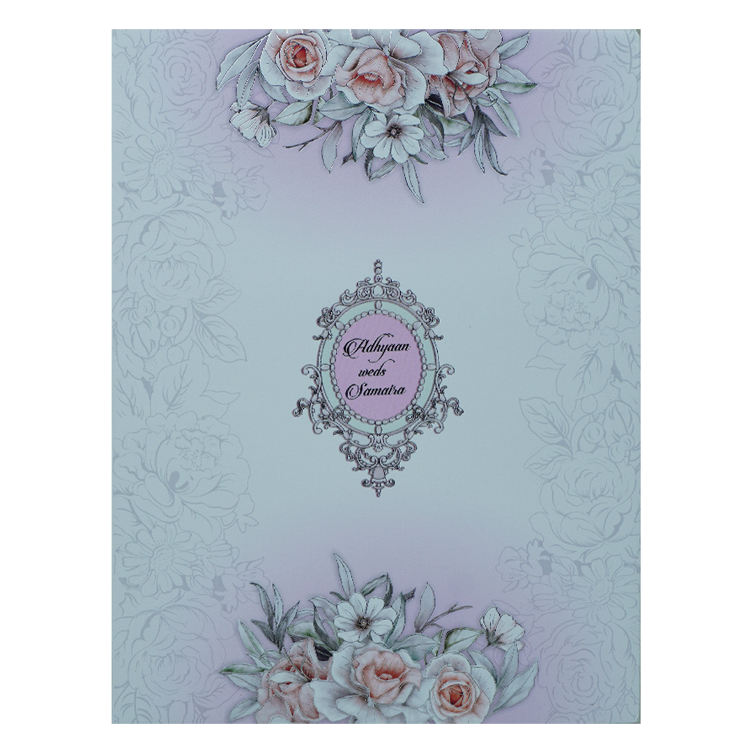 Lavender Padded Floral Wedding Card-KRC31050