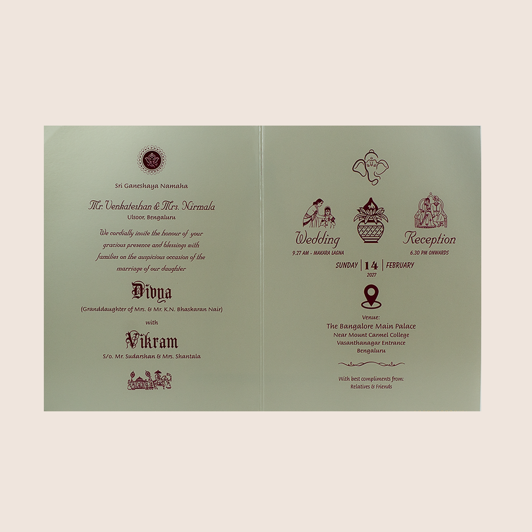 Gold Door Style Embossed Wedding Card - KNK4201G