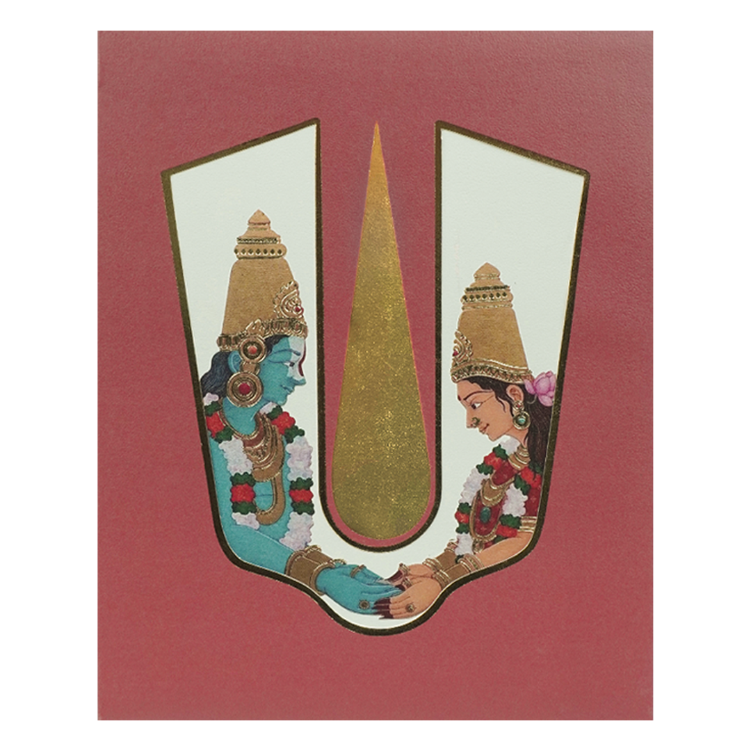 Maroon Gold Vaishnav Tilak Padded Wedding Card-KBM05120