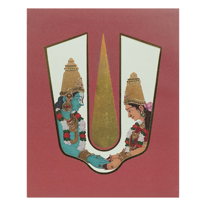 Maroon Gold Vaishnav Tilak Padded Wedding Card-KBM05120