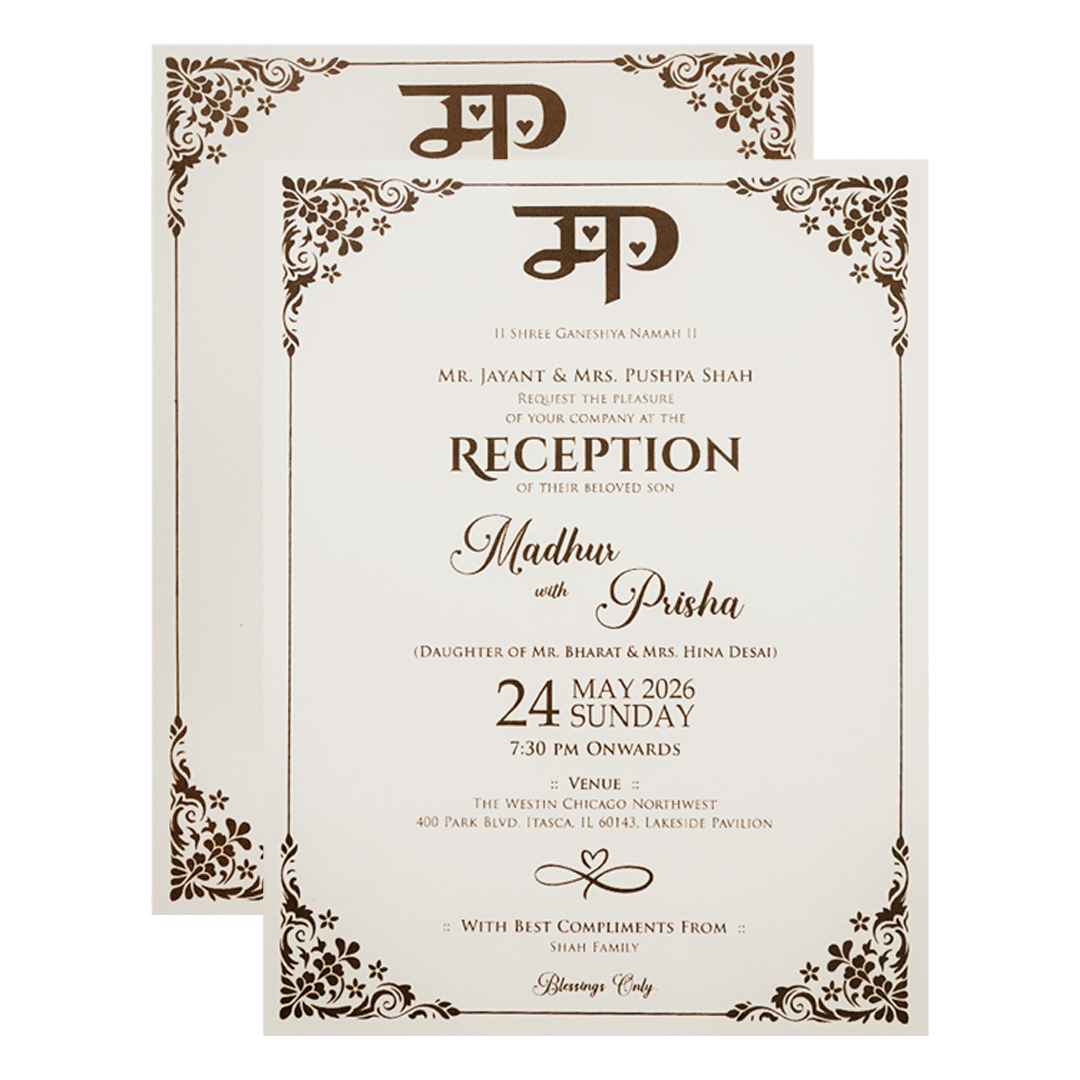 White Floral Padded Wedding Card-KSH73590