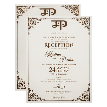 White Floral Padded Wedding Card-KSH73590