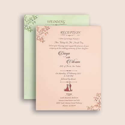 Grey Floral Door Style Padded Wedding Card - KNMO9324