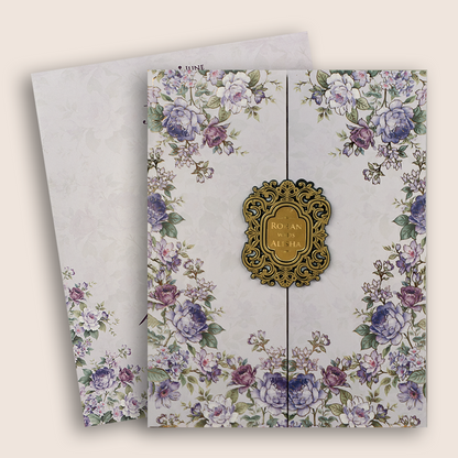 Lavender Floral Door Style Padded Wedding Invitation - KFR17320