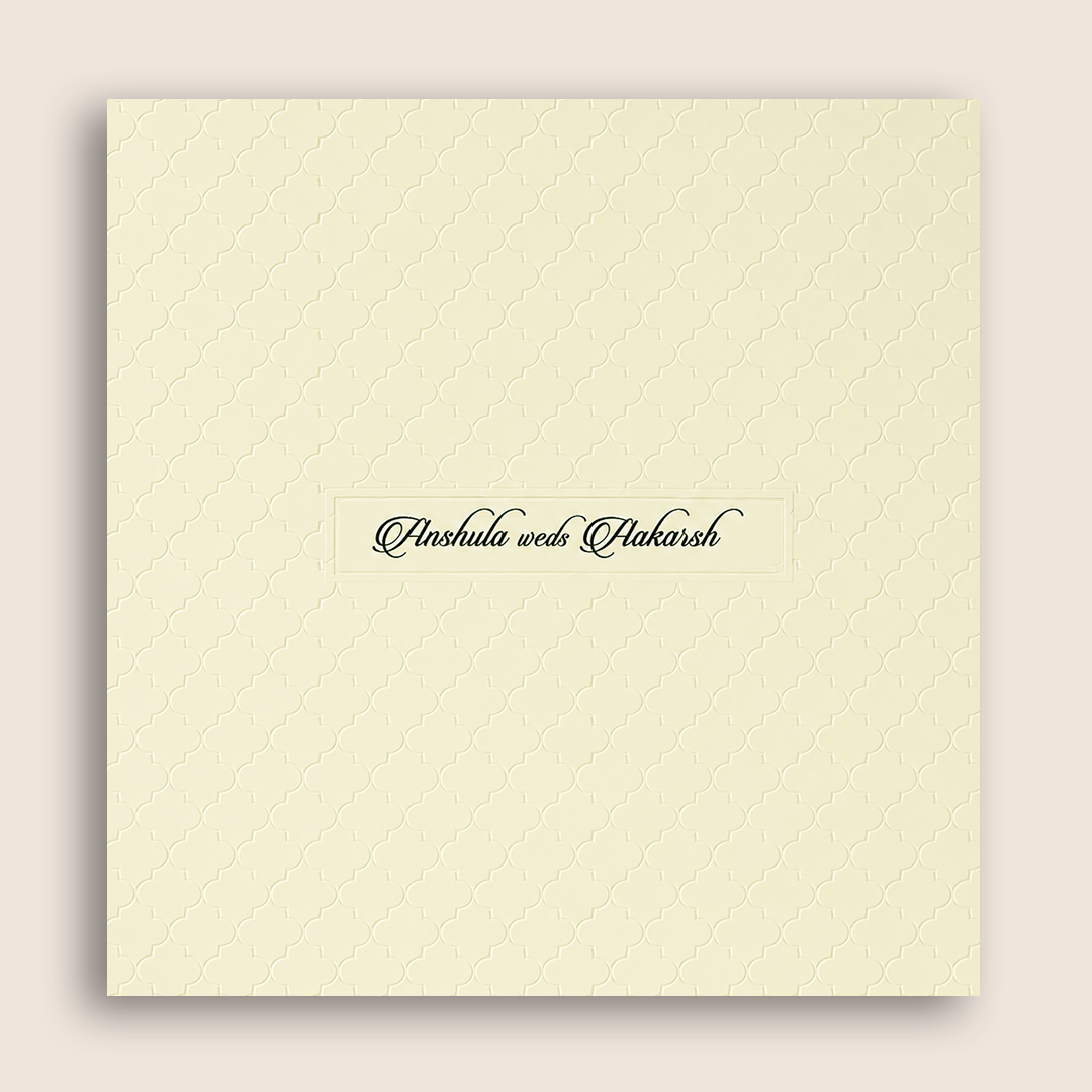 Cream Embossed Padded Wedding Card - KAA06450