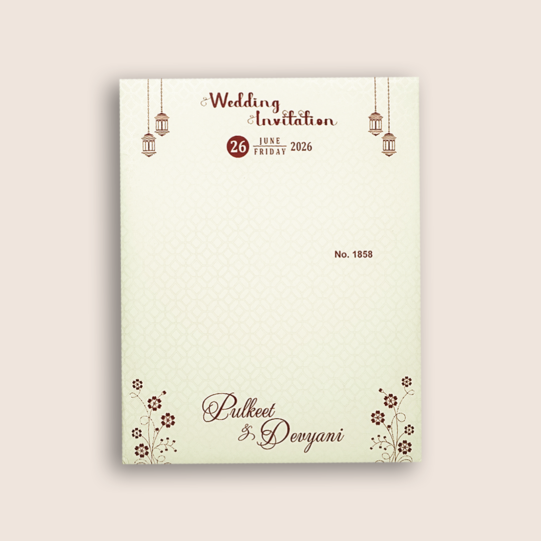 White Floral Mandap Padded Wedding Invitation Card - KJTS1858