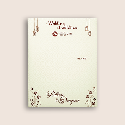 White Floral Mandap Padded Wedding Invitation Card - KJTS1858