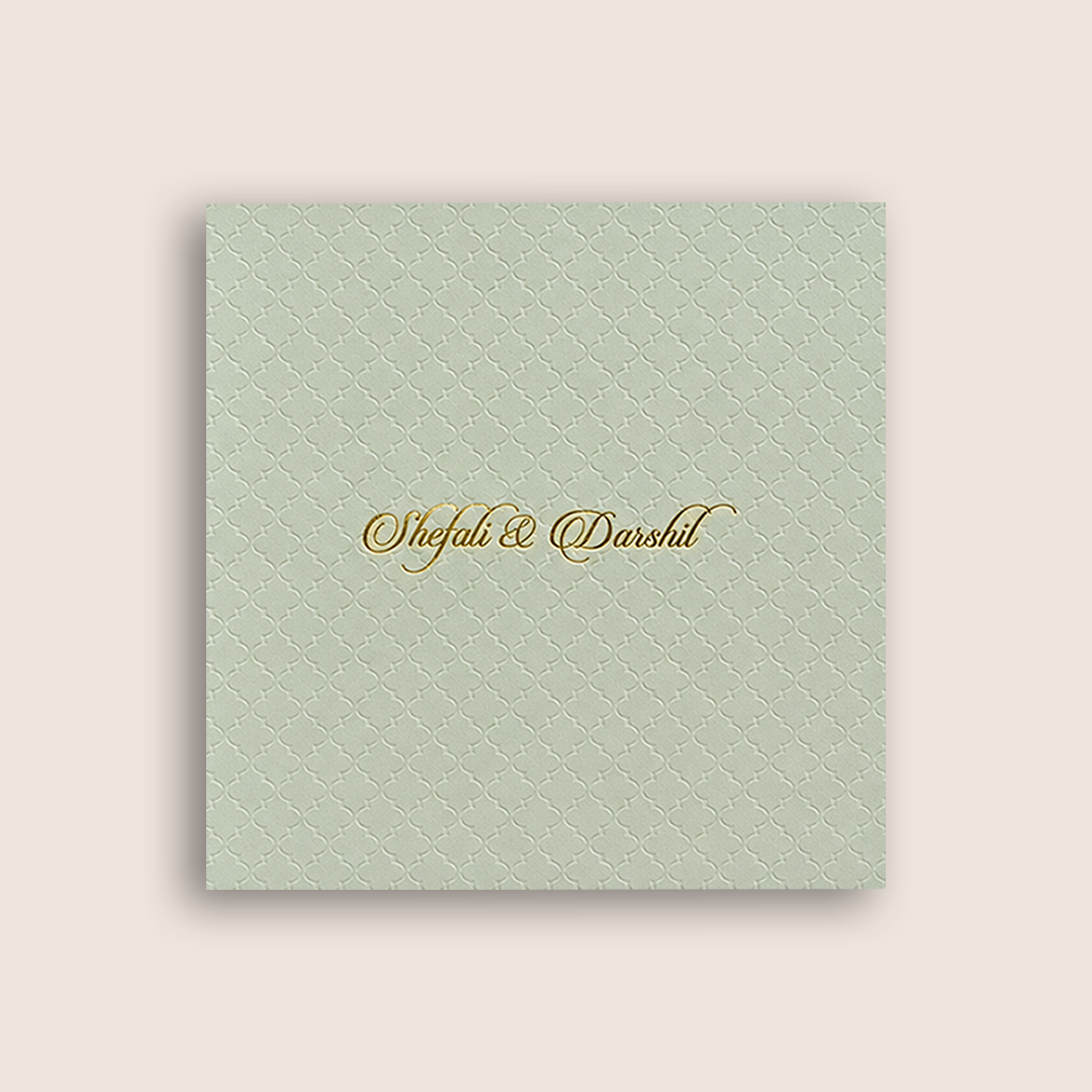 White Embossed Pattern Padded Wedding Card - KPR020080