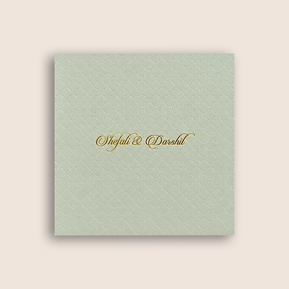 White Embossed Pattern Padded Wedding Card - KPR020080