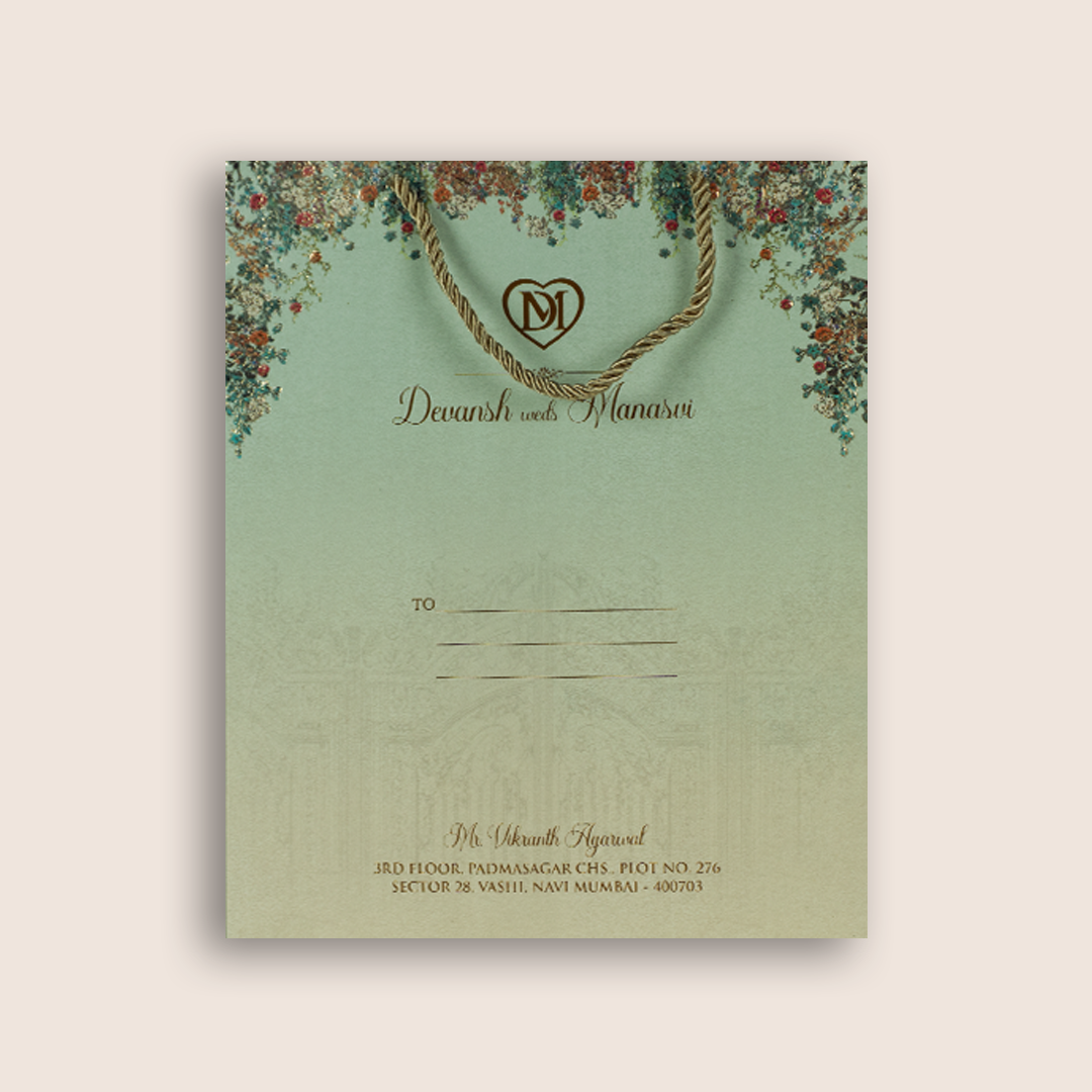 Teal Blue Floral Palace Luxury Wedding Invitation Box - KSI32810