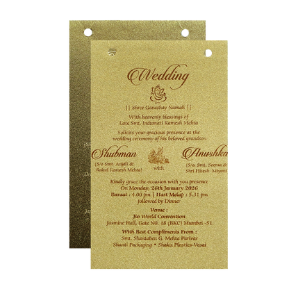 Metallic Gold Laser Cut Wedding Card-KRB07110