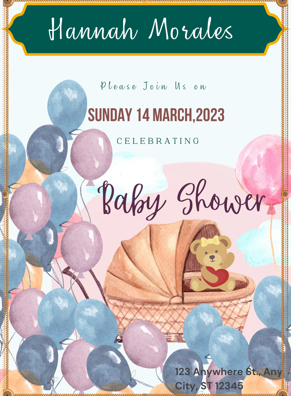 Colorful Teddy Bear Baby Shower-AABSW004