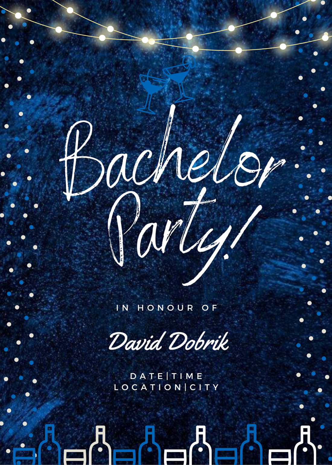 Blue Shining Cocktail Bachelor Party Invitation-AABPI001