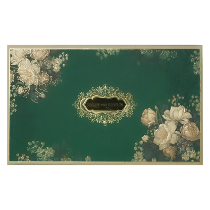 Dark Green Floral Wedding Invitation Box - KSI64170