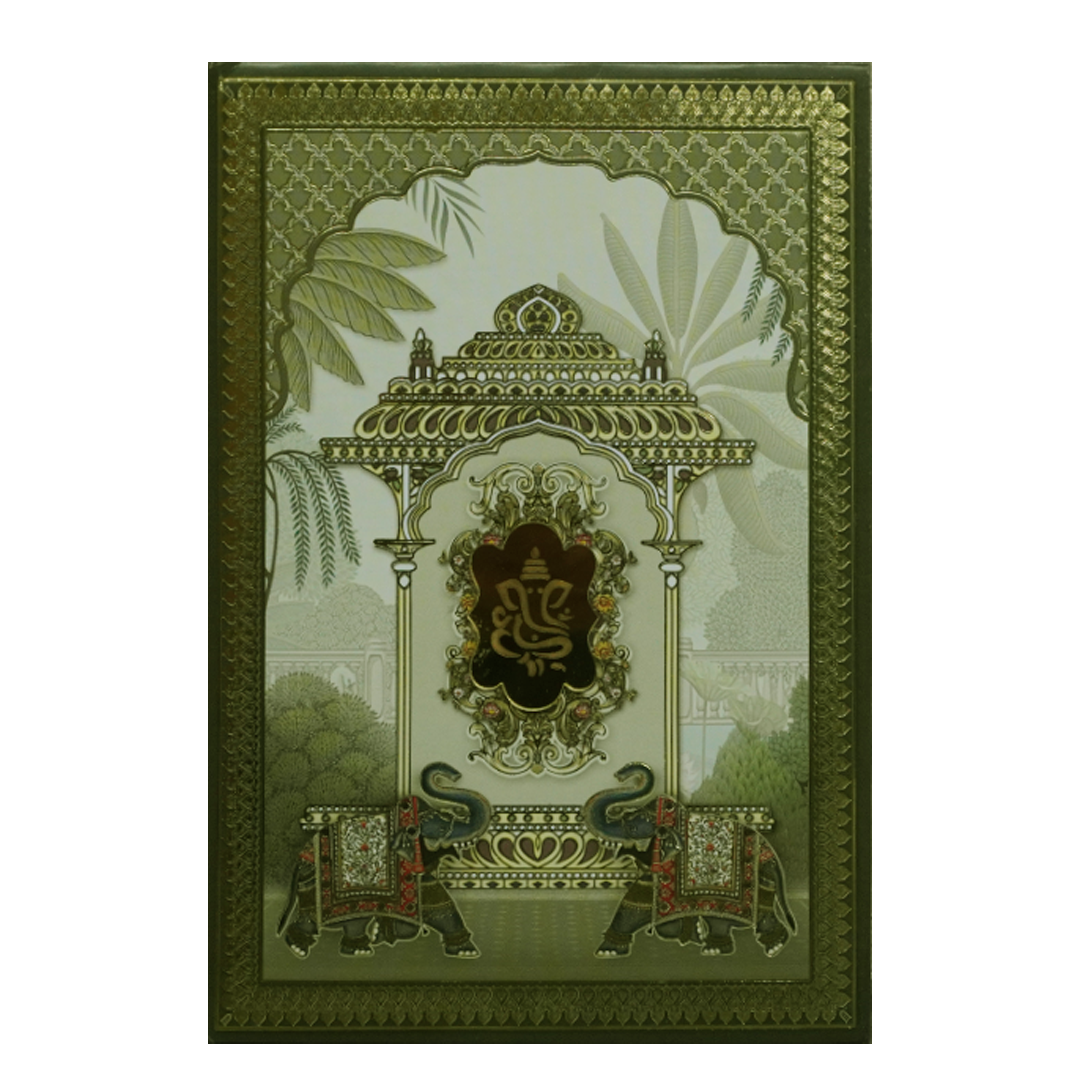 Green Padded Marriage Invitation Card-King of Cards