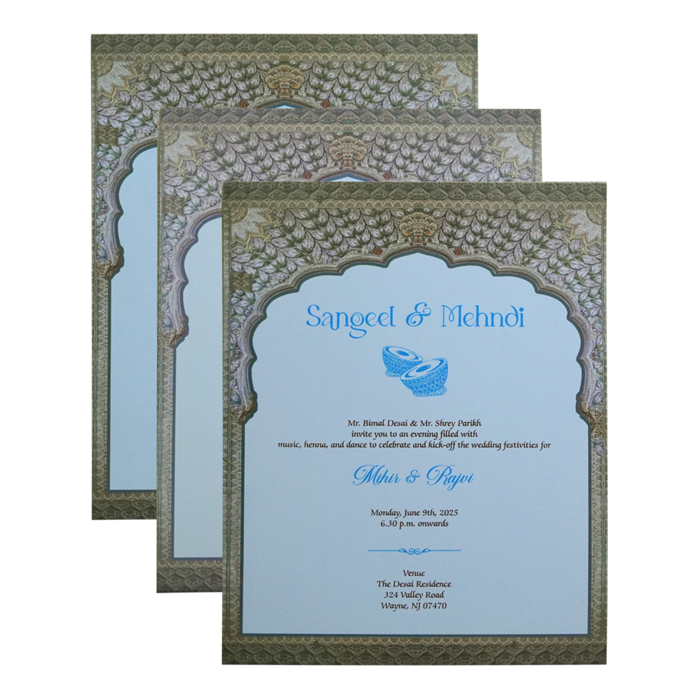 Ocean Blue Laser Cut Premium Wedding Card-King of Cards