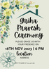 Grey Floral Griha Pravesh Invitation-AAGPI004