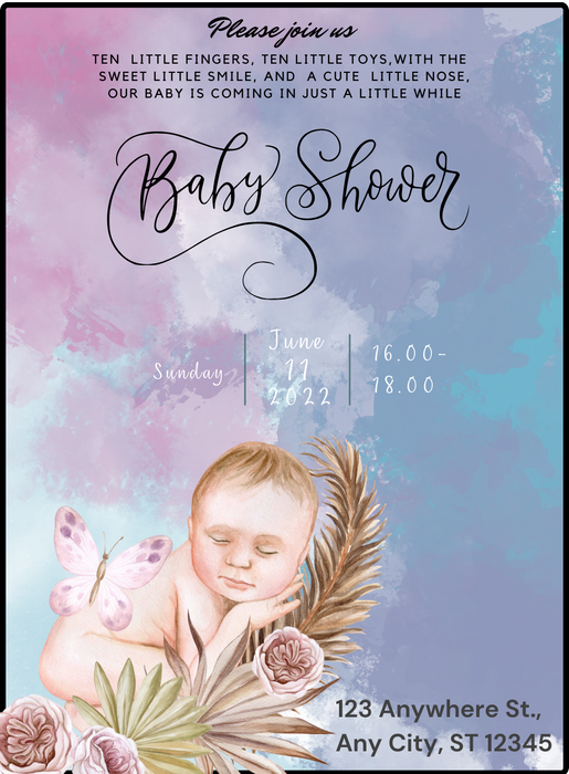 Blue Sleeping Baby Shower-AABSW009