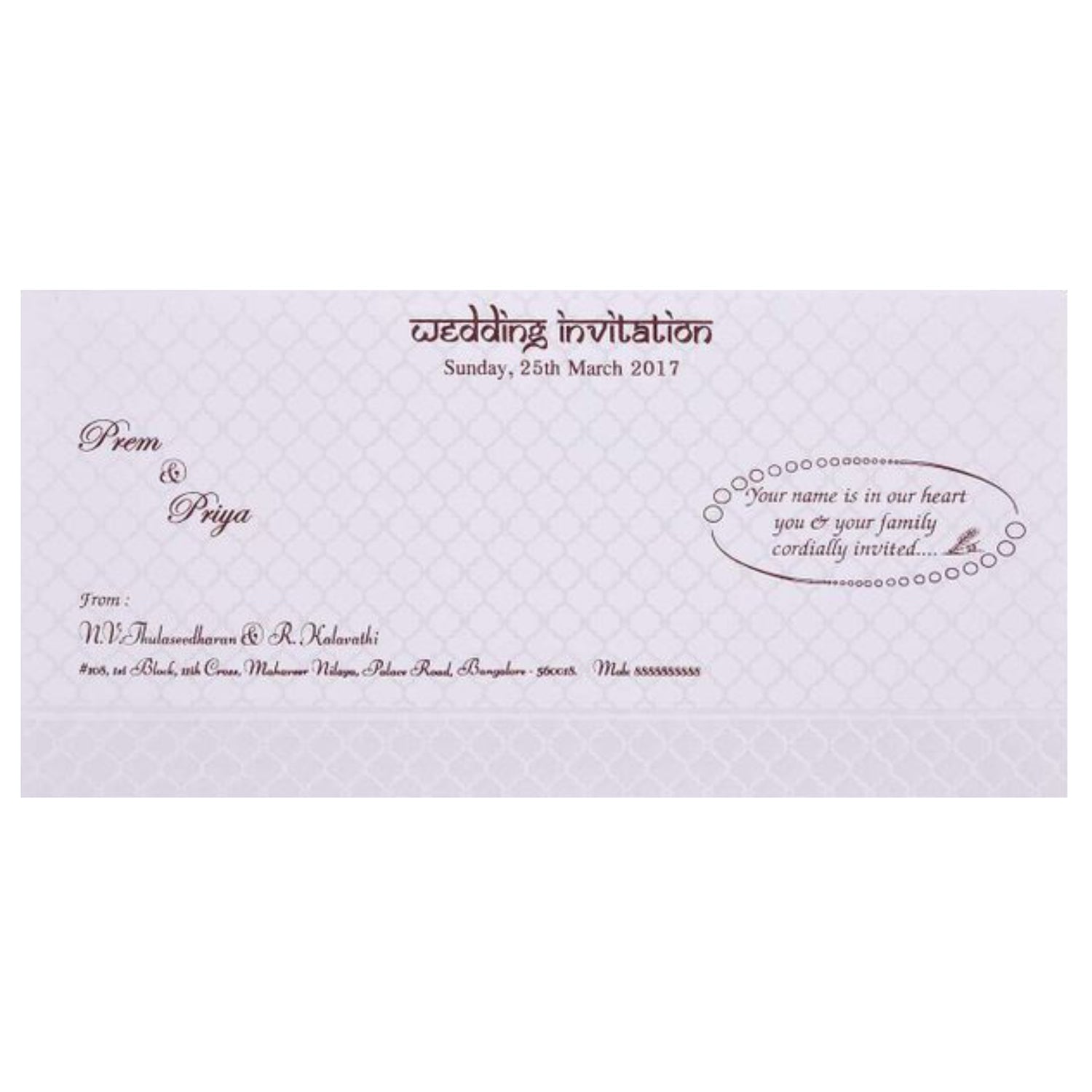 Gold Foiling With Embossed Design Wedding Card - KNK4849