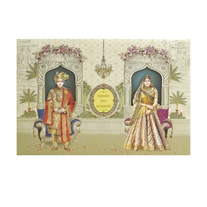 Beige MDF Wedding Box-King of Cards