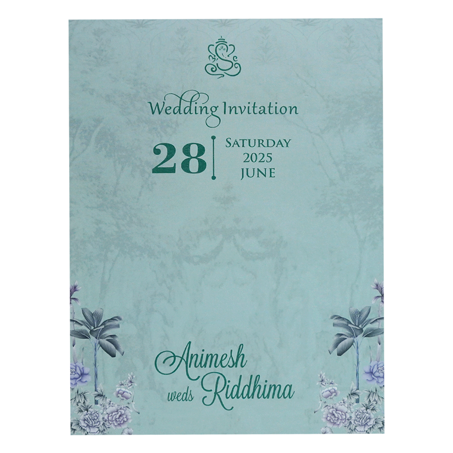 Pale Mint Green Padded Invitation-KVN07090