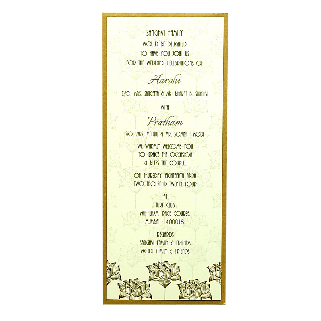 Brown Padded Single Sheet Invitation-King of Cards