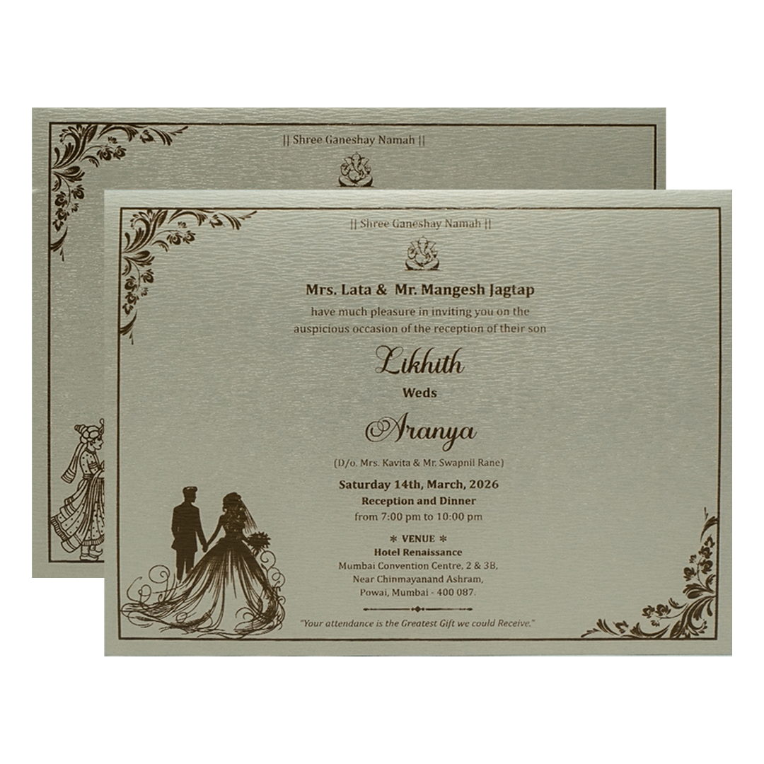 Buy Silver Floral Padded Wedding Card