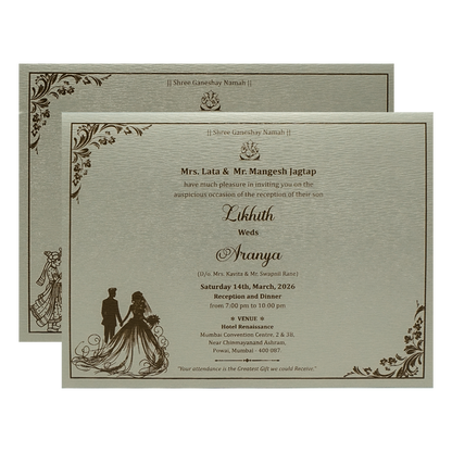 Buy Silver Floral Padded Wedding Card