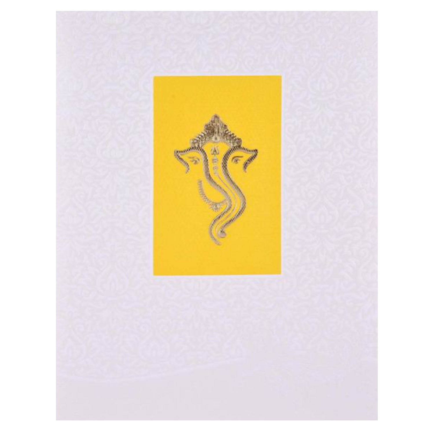 Gold Ganesha With Yellow Shading Wedding Card - KNK4096