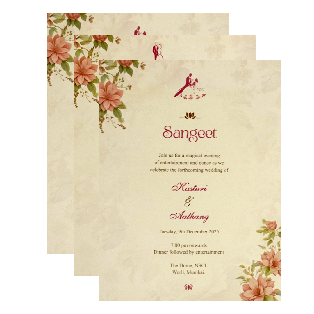 Cream Floral Marriage Card-KPR09770