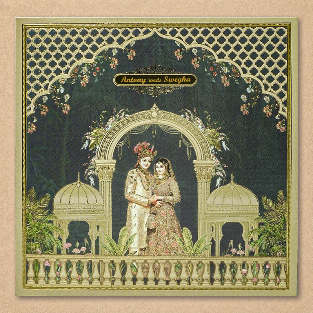 Green Bride Groom Wedding Card - KNKD8114