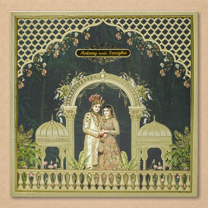 Green Bride Groom Wedding Card - KNKD8114