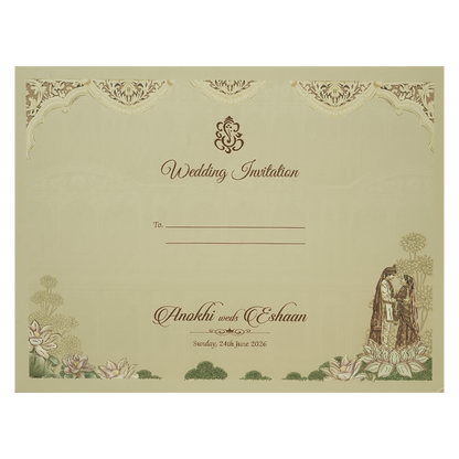 Cream Royal Laser Cut Padded Wedding Card-KJTS3686