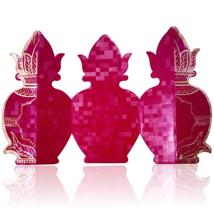 Red Gold Lotus Kalash Wedding Card KNHM810R