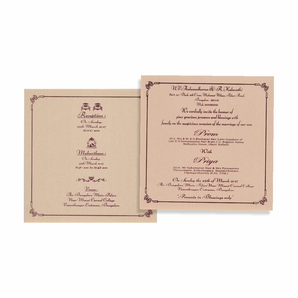 Alluring Floral Theme With Cream Shaded Padded Wedding Card - KNK1294