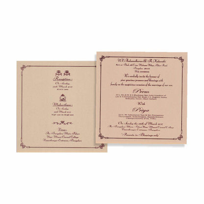 Alluring Floral Theme With Cream Shaded Padded Wedding Card - KNK1294