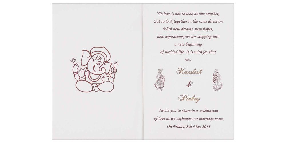 Invitation Card - Attractive Peacock and Hindu Lord Ganesha Card in Metallic Bronze-KNK1406-King of Cards