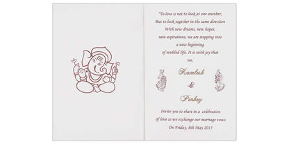Invitation Card - Attractive Peacock and Hindu Lord Ganesha Card in Metallic Bronze-KNK1406-King of Cards