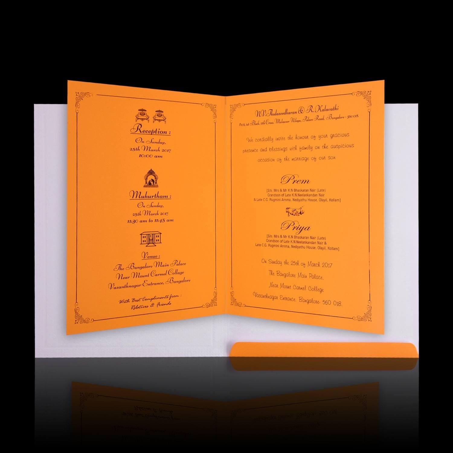 Classic Yellow Shading With Ganesha Theme Wedding Card - KNK2036