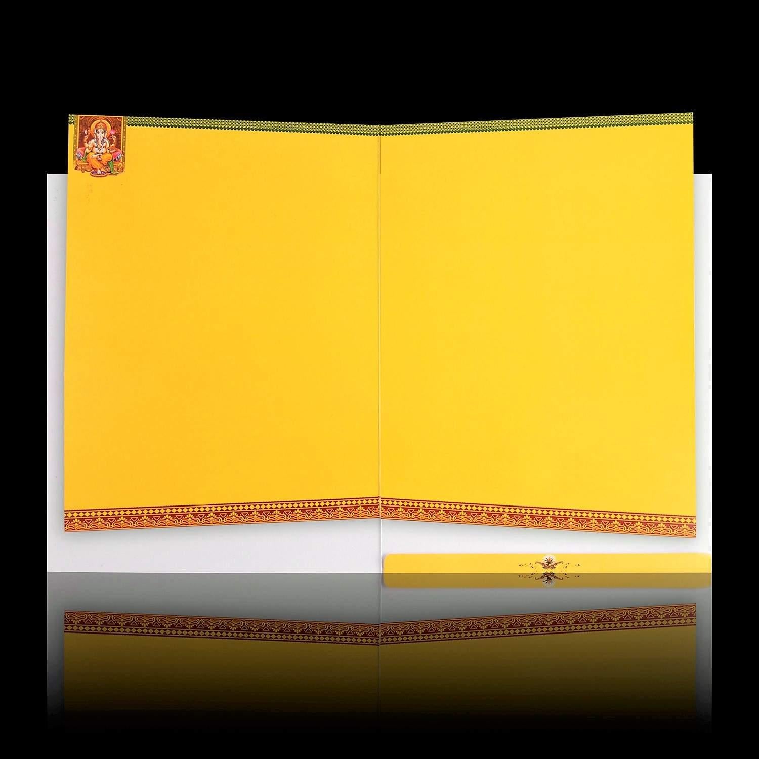 Yellow Ganesha Shiva Parvathi Invitation Card