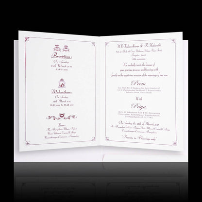 Gold Foiling Embossed Ganesha With White Shading Wedding Card - KNK3290