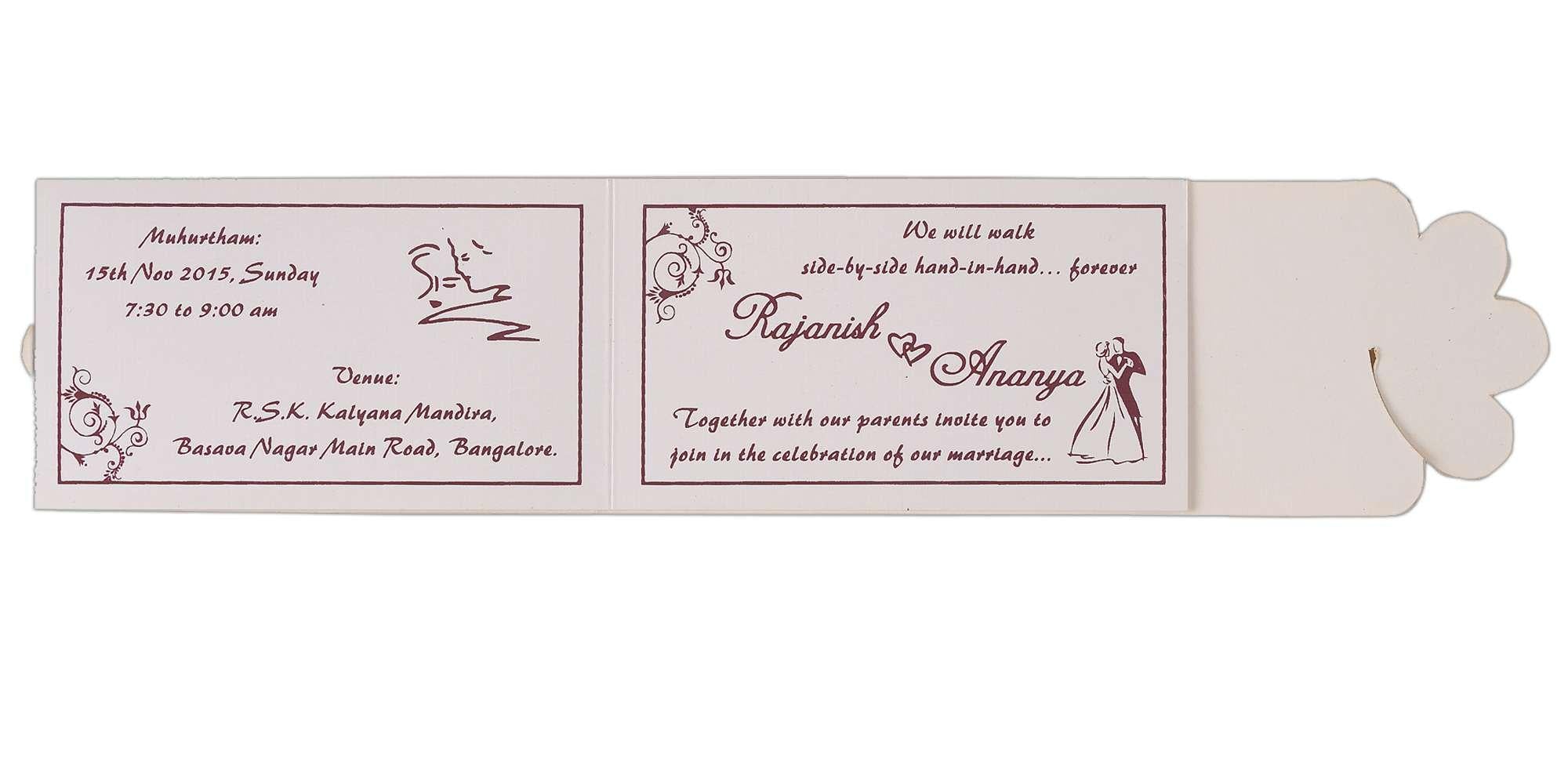 Invitation Card - Golden Floral Personal Wedding Invitation Card-KNK3432