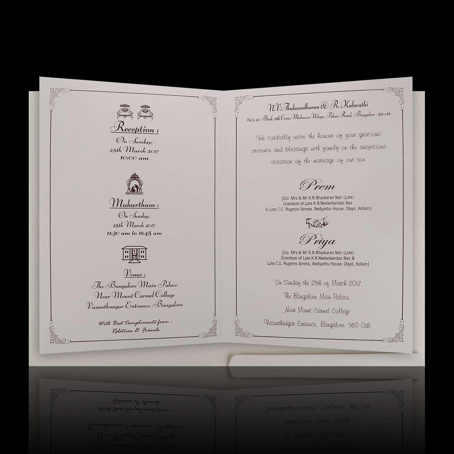 Classic White Floral Theme Wedding Card  - KNK4037