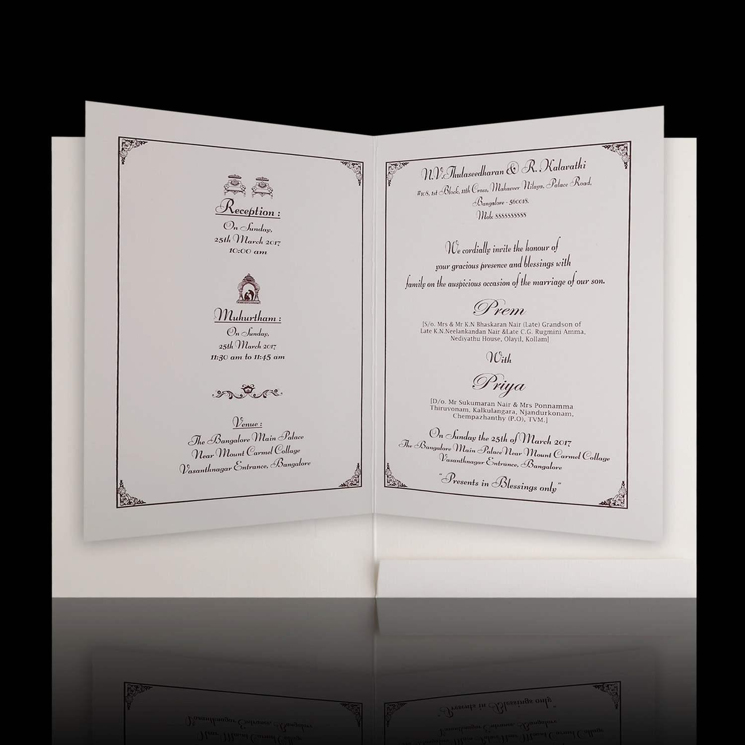 Fabulous Violet Shading With Bloom Subject Wedding Card - KNK4124